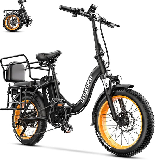 Foldable Electric Bike for Adults, Peak 1000W Brushless Motor 30MPH 70Miles City Commuter Ebike, 48V 20AH Lithium Battery, 20" Fat Tire 7-Speed E-Bicycle with Front Suspension Colourful LCD Display