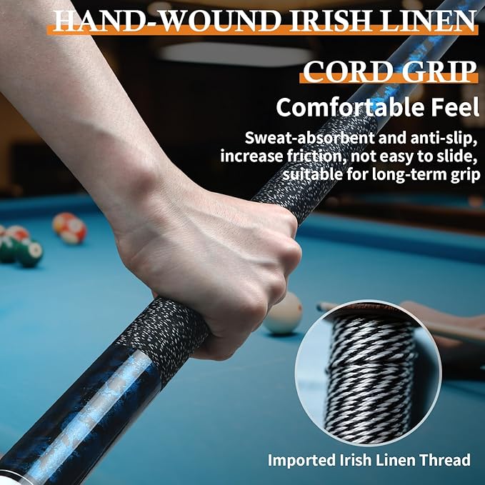 Kmise Pool Cue Stick Set, Canadian Maple 58 Inch 18 19 20 21oz 13mm Tips, New Upgraded Irish Linen Wire Grip Billiard Table Cues Sticks, 4 Colors Optional, W/Chalk, Gloves for Bar Professional Adults