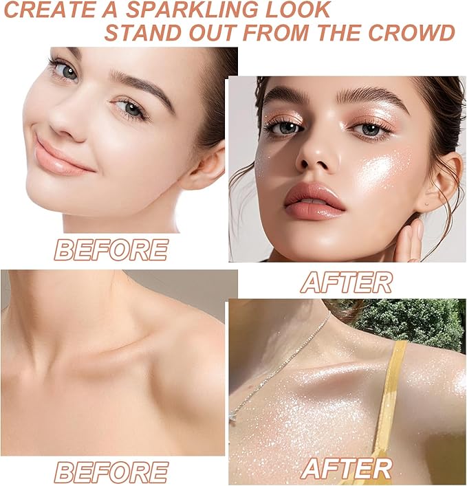 Hair and Body Glitter Spray, 1PC Champagne Hair Glitter Extra Fine Face Shimmer Powder for Clothes, Festival Loose Sparkle Powder for Rave Clothes Nail Art Easter Halloween Crafts (Champagne)