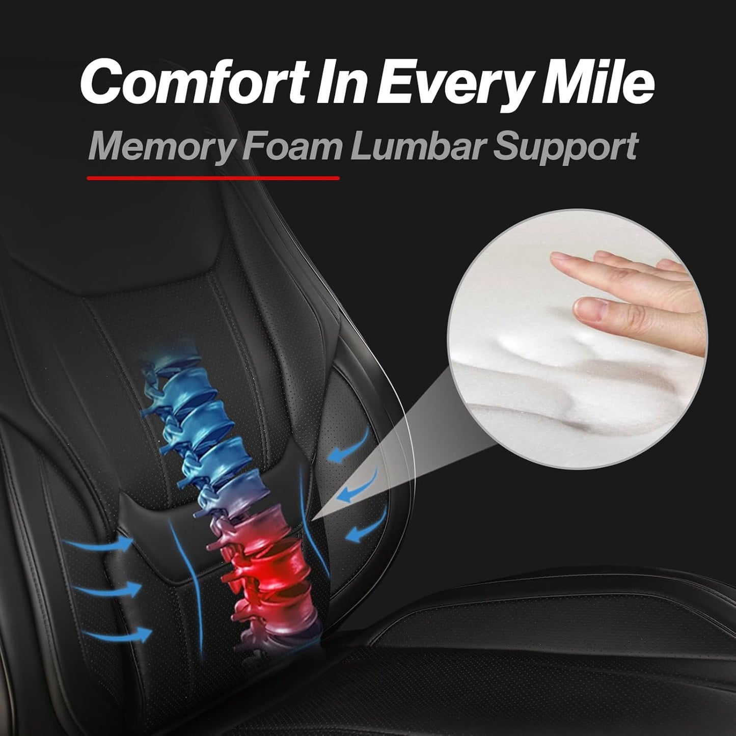 Coverland Custom Car Seat Covers Compatible with F150, Tundra, Ram 1500, Ram 2500 - Premium Leather Non-Slip Waterproof Cover Custom Interior Protector Full Set-Black [See Size Chart-Size X130]