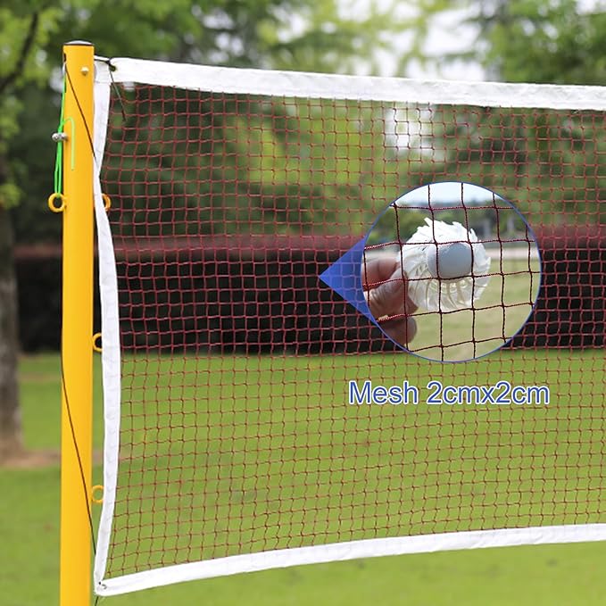 Volleyball Net Outdoor, Portable Volleyball Net Pole for Backyard, Badminton Net Set for Tennis with Wheels, Carry Bag,Volleybal/Badminton Poles & Net with Base Outdoor Training