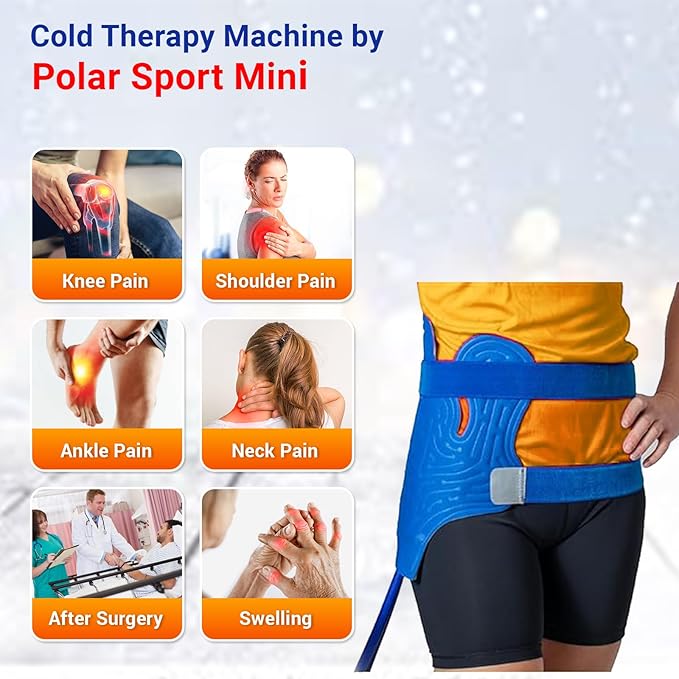 Cold Therapy Machine by Polar Sport - Ice Water Circulation System with Large Adjustable Cold Pad for Pain in The Knee, Shoulder, Ankle, Neck and Recovery After Surgery with Pump (Mini)