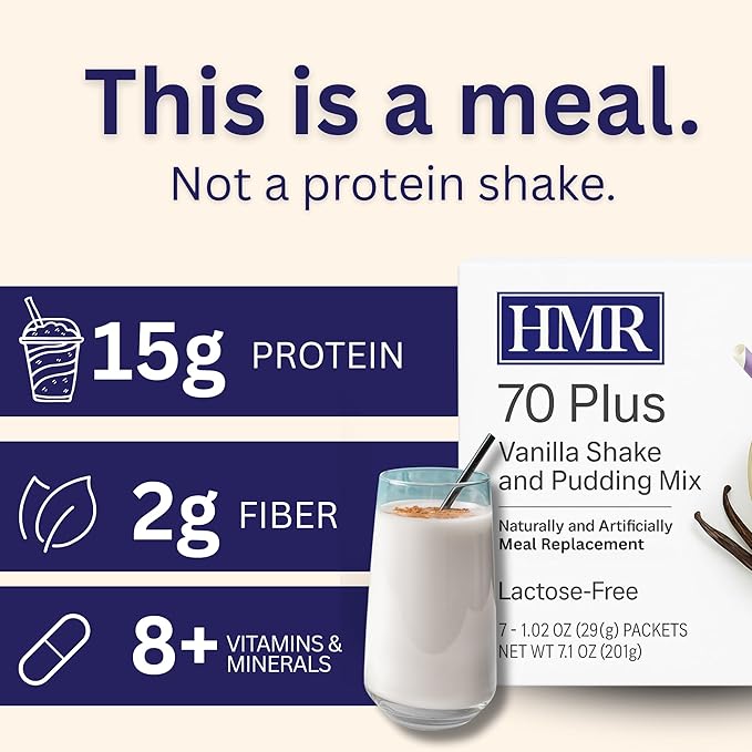 HMR 70 Plus Vanilla/Chocolate Shake & Pudding Mix | Meal Replacement Powder | Lactose-Free | 15g Protein | Easy to Make | Low Calorie | 7 Servings Per Box