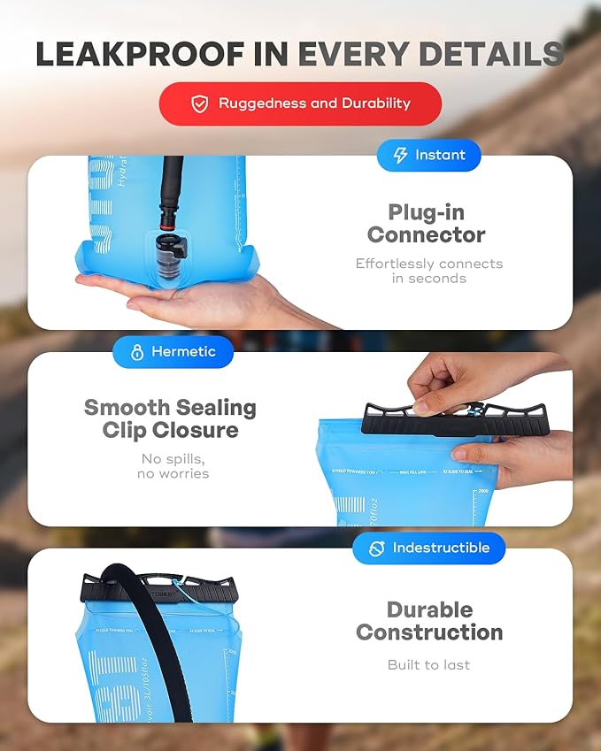 UTOBEST Hydration Bladder,TPU Water Bladder,Water Bladder for Hiking Backpack,BPA Free,Wide Opening,Leak-Proof,Water Reservoir for Hiking Cycling Camping Running