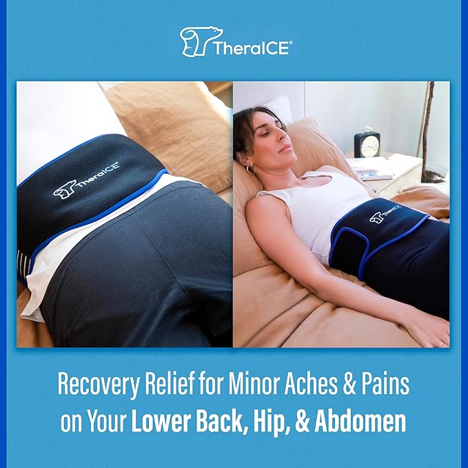 TheraICE Ice Pack for Back Pain Relief | Reusable Lower Back Wrap for Hot or Cold Therapy | Relief for Lower Lumbar, Sciatic Nerve, Herniated or Degenerative Disc, Coccyx, Tailbone Pain 2 Pack