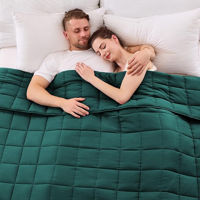 King Size Weighted Blanket for Adults (25 lbs, 80” x 87”, Dark Green) Cooling Heavy Blanket for Sleeping Perfect for 240-260 lbs, Breathable Blanket for Adults & Couple All Season, Machine Washable