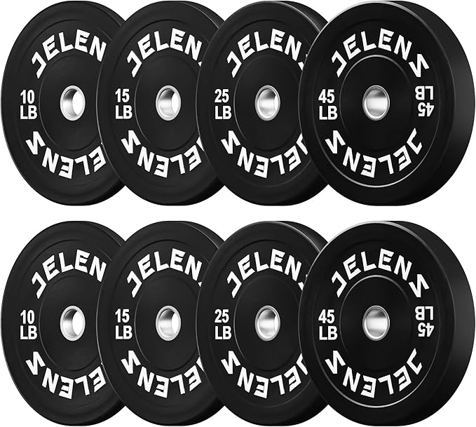 Olympic Barbell Weight Plates Set, 2-Inch Black/Colored Rubber Bumper Plate Weight Set for Strength Training and Weightlifting, Multiple Options