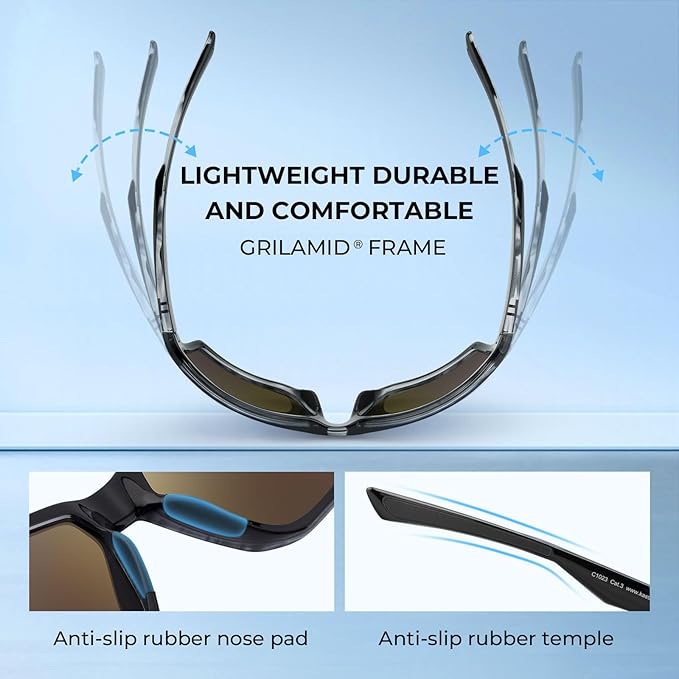 KastKing Osage Polarized Sport Sunglasses for Men and Women, Ideal for Driving Fishing Cycling Running, UV Protection