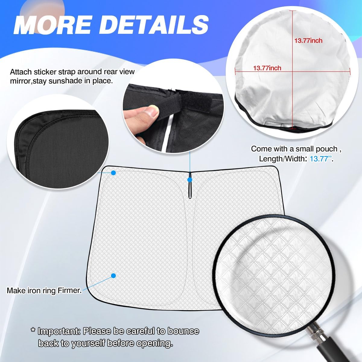 Windshield Sun Shade for 2018-2024 Toyota Camry Accessories Thicken 6-Layer Foldable Front Window Sunshade Cover Sun Visor Protector Block UV Rays Keep Vehicle Cool