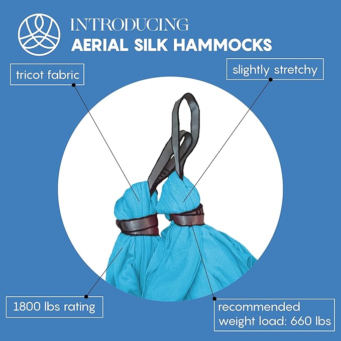 Aerial Silk Yoga Hammock & Swing for Home, Inversion Exercises, Starter Kit for All Levels - Durable with Extension Straps, Carabiners, and Pose Guide
