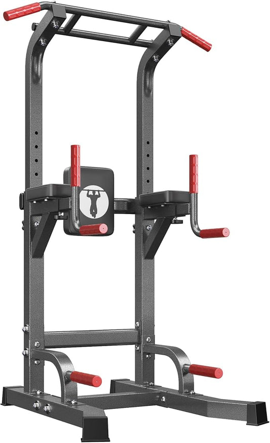 sogesfurniture Adjustable Dip Stands Assistive Trainer for Home Gym - 10-Level Height Wall-Saving Pull Up Bar, Dual Training Stands for Dip Push Up & Core Workout, Heavy Duty Steel Frame
