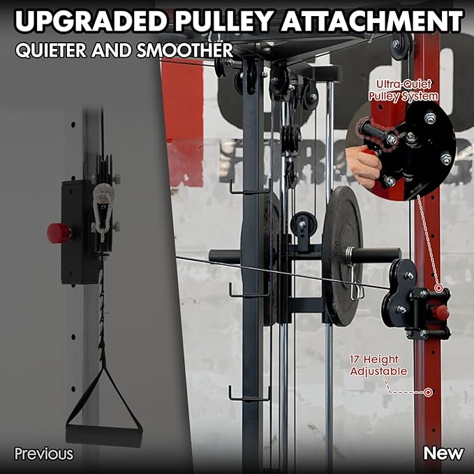 Mikolo Cable Crossover Machine, Functional Trainer with 17 Adjustable Positions, Home Gym Equipment with High and Low Pulley System for LAT Pulldowns and Seated Cable Row, Cable Fly Machine