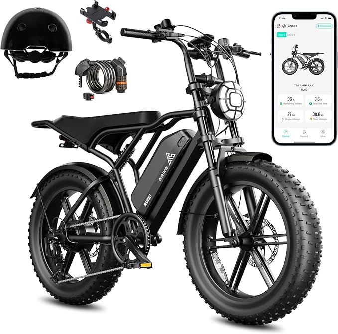 TST Electric Bike for Adults, 1500W Peak Brushless Motor 28 MPH 60 Miles/110 Miles Fat Tire E Bike with 48V 15Ah/ 25Ah Removable Battery 20" Electric Dirt Bike Hydraulic Suspension and 7-Speed