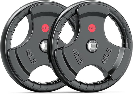 XDDIAS Rubber Weight Plates for Barbell, 2-Inch Olympic Grip Plate for Strength Training, Weightlifting and Bodybuilding in Home & Gym, Solid Cast Iron Weight Plates Pair and Sets