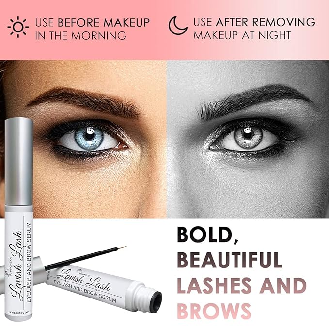 Hairgenics Lavish Lash – Eyelash Growth Enhancer & Brow Serum with Biotin & Natural Growth Peptides for Long, Thick Lashes and Eyebrows! Dermatologist Certified, Cruelty Free & Hypoallergenic.