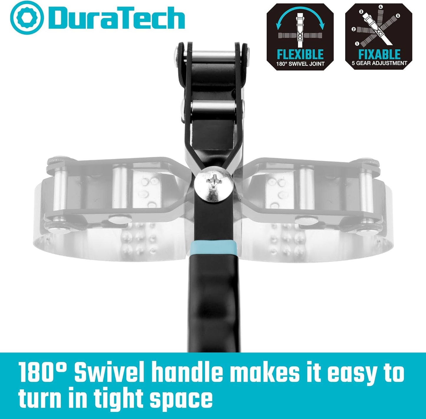 DURATECH Small Swivel Oil Filter Wrench，5 Gear Adjustment Oil Filter Removal Tool Fits Filters 2-3/4" to 3-1/4", Perfect for Car Repair Tools