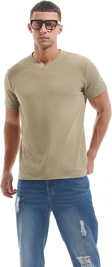VEIISAR Premium V Neck T Shirts for Men - Modern Fitted Tees Vneck Undershirts