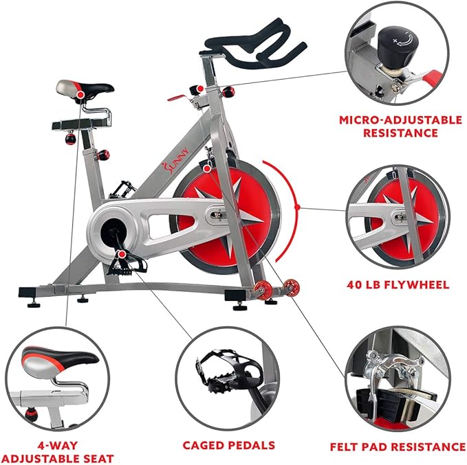 Sunny Health & Fitness ACTIVE Series Smart Exercise Bike with SunnyFit App Connection