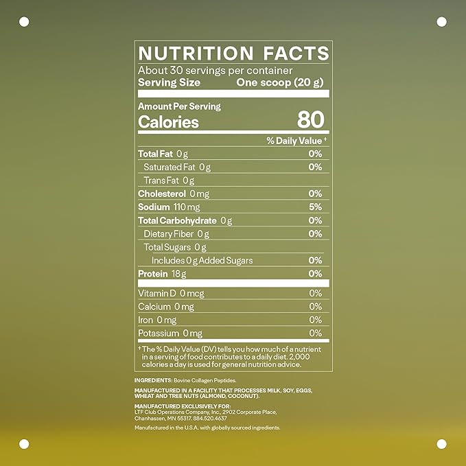 LTH Prime Collagen Peptides - Trusted by Life Time Fitness Members - Collagen Powder for Digestive Health - Supports Healthy Joints, Hair & Skin - from Grass-Fed Cows - Unflavored - 30 Servings