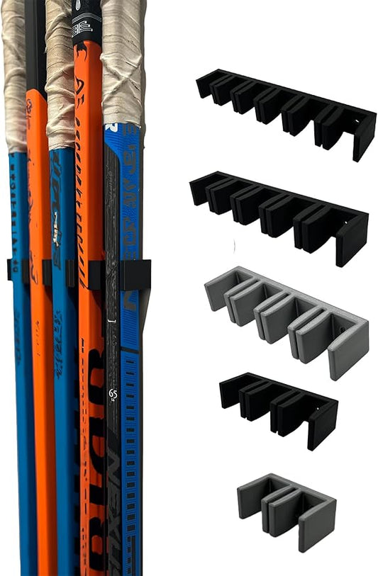 Wall Mount Hockey Stick Holder | Ice Hockey Stick Organizer (Black, 4 Stick Wall Mount)