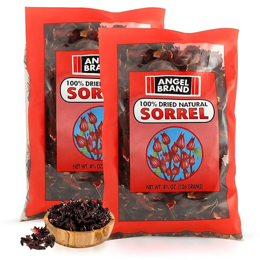 Angel Brand Dried Sorrel Hibiscus Flowers 4.5 oz Pouch Pack of 2 - Discover Rich Flavor & Aroma of Healthful Delights with Hibiscus Tea Loose Leaf - Enjoy Nutritious Beverages to Elevate Health