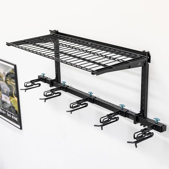 StoreYourBoard Lone Peak Ski Storage Rack and Wall Shelf, Holds 5 Pairs of Skis and Poles, Supports 300 lbs, 46 in x 13.75 in x 16 in