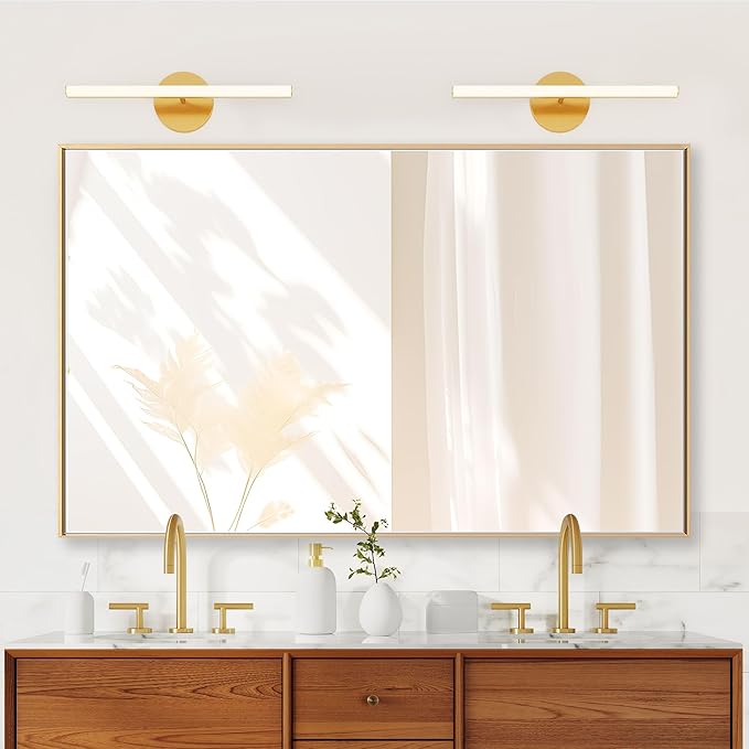 30x48 Inch Orange Gold Bathroom Mirror for Wall, Aluminum Frame Rectangle Rectangular Vanity Mirror, Modern Large for Bedroom, Living Room, Horizontal or Vertical
