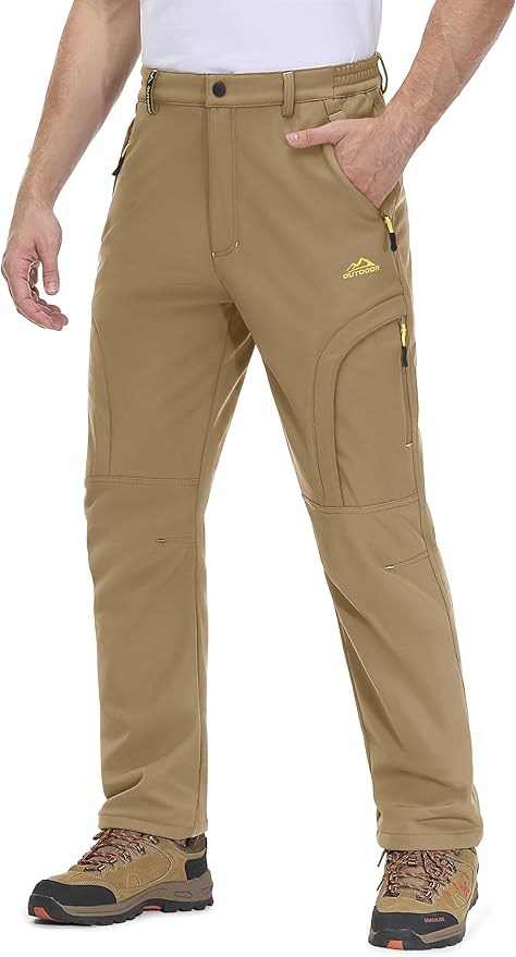 MAGCOMSEN Snow Pants for Men Water Resistant Fleece Lined 5 Zipper Pockets Winter Snowboard Hiking Insulated Ski Pants