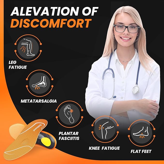 Bukihome Work Boot Insoles for Construction & Standing All Day - Heavy Duty Orthotic Shoe Inserts with Shock Absorption, Arch Support & Fatigue Reduction Durable Support Fits Work Boots -XL