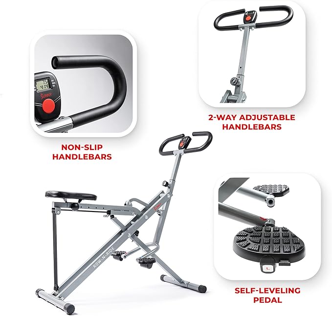 Sunny Health & Fitness Row-N-Ride Squat Machines for Home Glutes and Abs The Assist Trainer Workout Exercise Gym Butt Builder Equipment
