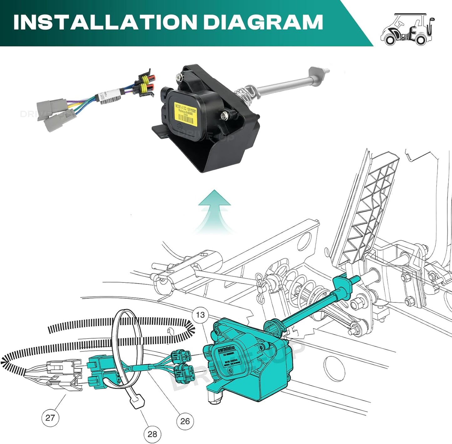 Drive-up MCOR 4 Conversion Throttle Potentiometer-Fits Club Car DS/Carryall/Tempo- AM293101, 105116301 (MCOR 4 Conversion Kit)