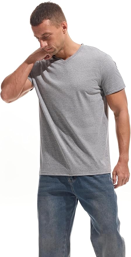 VEIISAR Premium V Neck T Shirts for Men - Modern Fitted Tees Vneck Undershirts