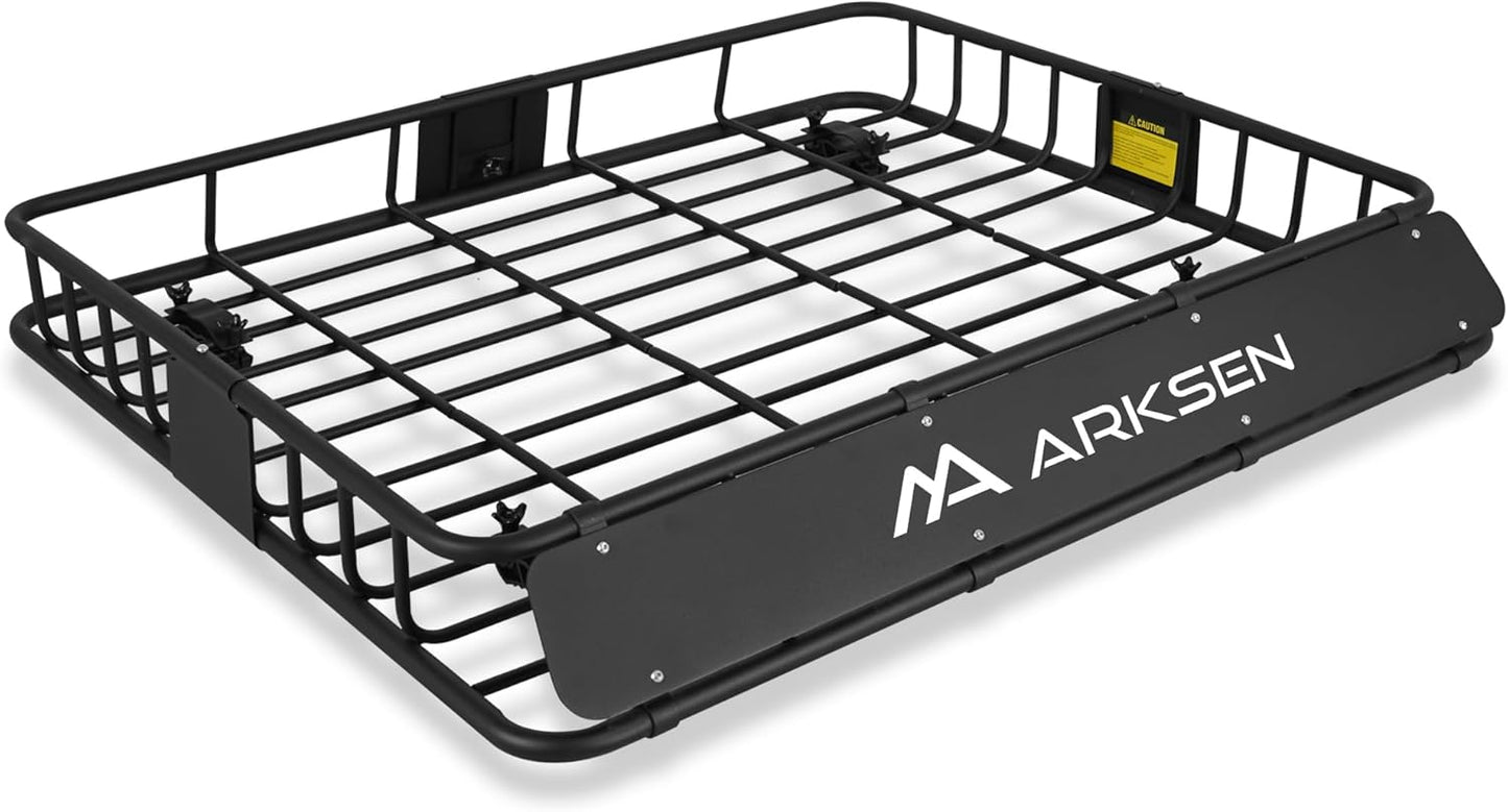 ARKSEN 43 x 50 x 6 Inch Universal Extra Wide 150LB Heavy Duty Roof Rack Cargo with Extension Car Top Luggage Holder Carrier Basket for SUV, Truck, & Car Steel Construction