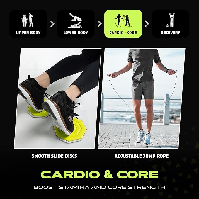 Ex Kit Home Gym Equipment with Carry Bag - 10Pcs Resistance Bands Kit with Handles, Door Anchor, Jump Rope, Booty Bands & More – Full Body Workout Bands Set for Strength, Cardio & Flexibility