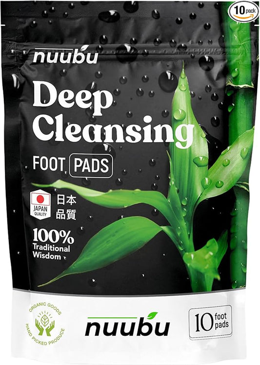 Nuubu | Cleansing Foot Pads | Better Sleep & Foot Care | Premium Japanese Organic Foot Pads with Ginger Powder | Cleanse, Moisturize, Energize (10 Pc)