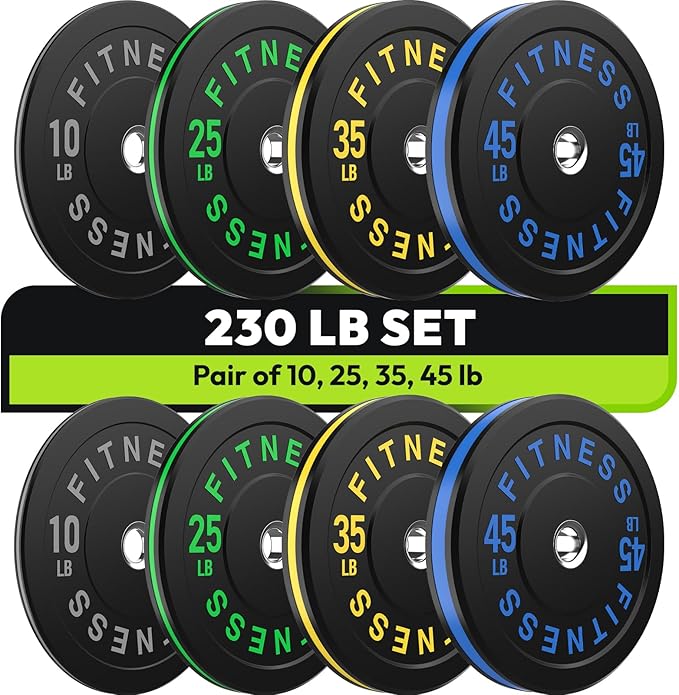 Rubber Weight Plates, Olympic Bumper Plate Set 2-Inch, 45/100 / 160/190 / 260/300 lb Barbell Weights for Home Gym, Colored Standard Strength Training Plates for Weightlifting