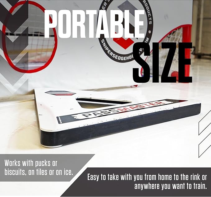 Snipers Edge Hockey - Hockey PassMaster - 26" x 26" x 26" - Easy Assembly, Multiple Angles to Use, Works On and Off Ice.