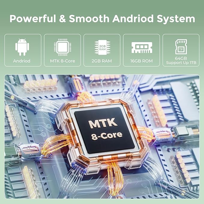 innioasis 80GB MP3 Player with Bluetooth and WiFi, MP3 Player for Kids with Spotify, Spotify Kids, Pandora, Audible, 4.0" Touch Screen Music Player with Parental Controls, Up to 1TB (White+ Green)