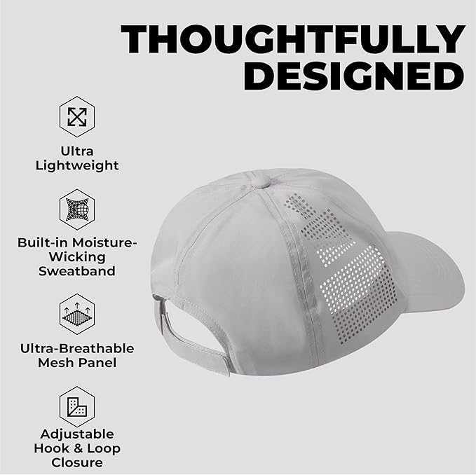 Tough Headwear Baseball Running Cap - Lightweight Quick-Drying Athletic Hat for Men & Women - Sweat-Wicking