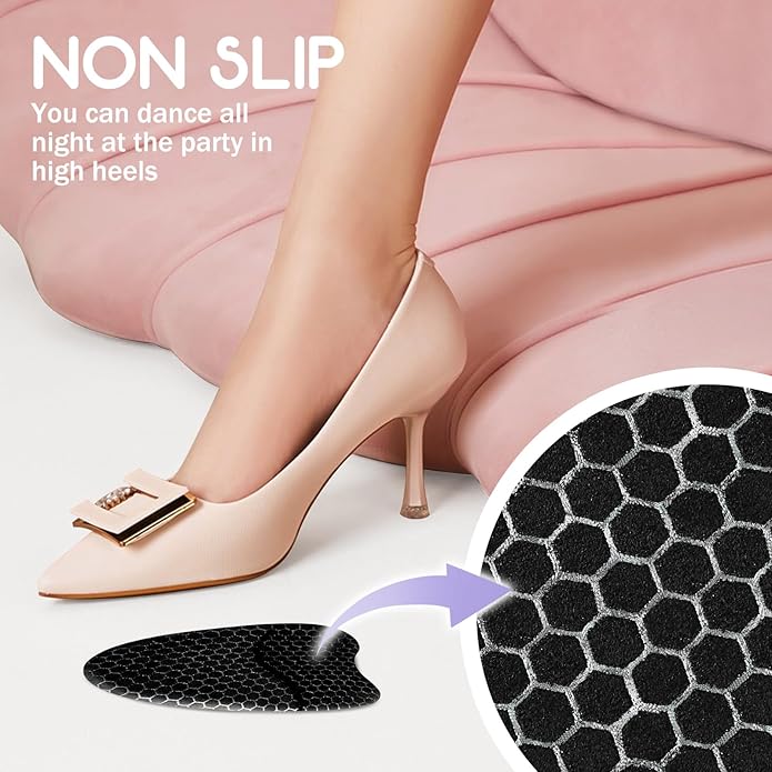 Metatarsal Pads for Women, Ball of Foot Cushions, Heel Inserts, High Heel Comfort Pads (2 Pairs), Anti Slip, Invisible Design