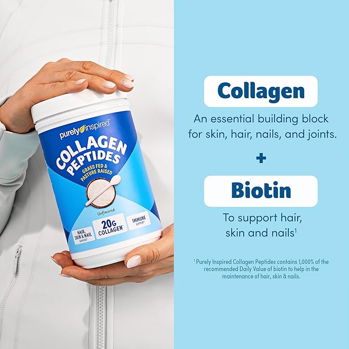 Purely Inspired Collagen Powder, Unflavored (20 Servings) - 20g Collagen Peptides Protein Powder for Women & Men - Grass-Fed & Pasture Raised - Gluten-Free, Paleo & Keto-Friendly Collagen Drink