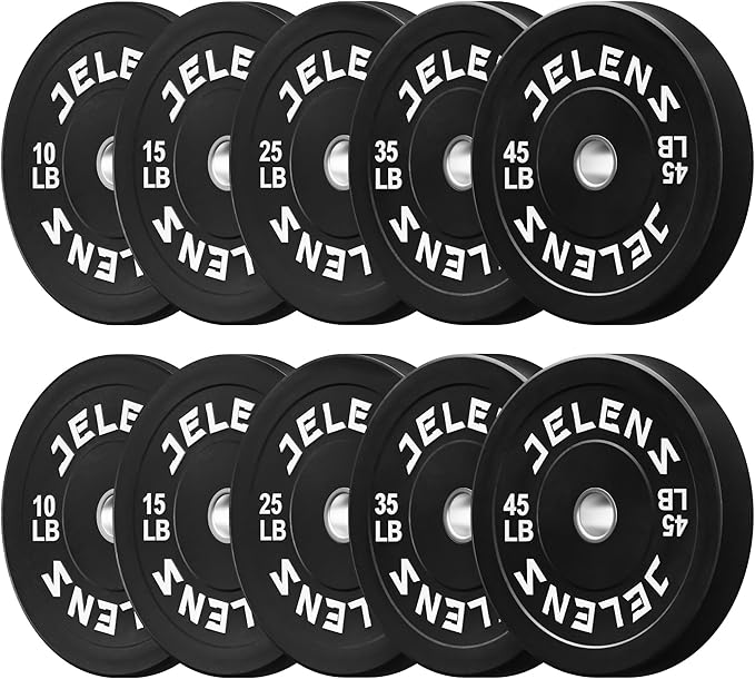 Olympic Barbell Weight Plates Set, 2-Inch Black/Colored Rubber Bumper Plate Weight Set for Strength Training and Weightlifting, Multiple Options