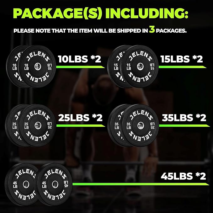 Olympic Barbell Weight Plates Set, 2-Inch Black/Colored Rubber Bumper Plate Weight Set for Strength Training and Weightlifting, Multiple Options