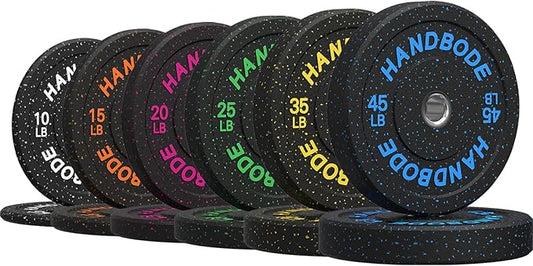 Colored Bumper Weight Plates Olympic Weight Plate Set 2-Inch, 10/15/20/25/35/45/55 lb Barbell Weight Plates Set for Home Gym, Rubber Strength Training Weights Plates for Weight Lifting
