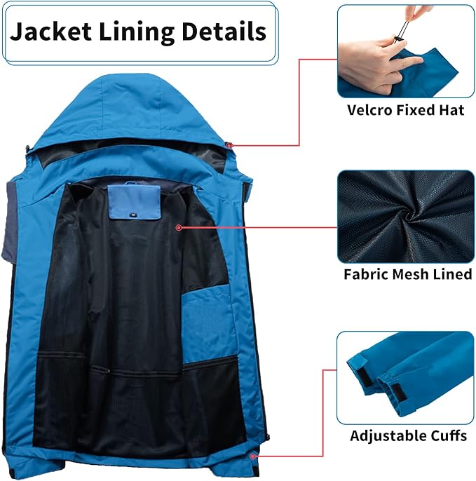Mens Lightweight Waterproof Jacket Windproof Rain Hooded jackets for Running Hiking Cycling Travel M-7XL