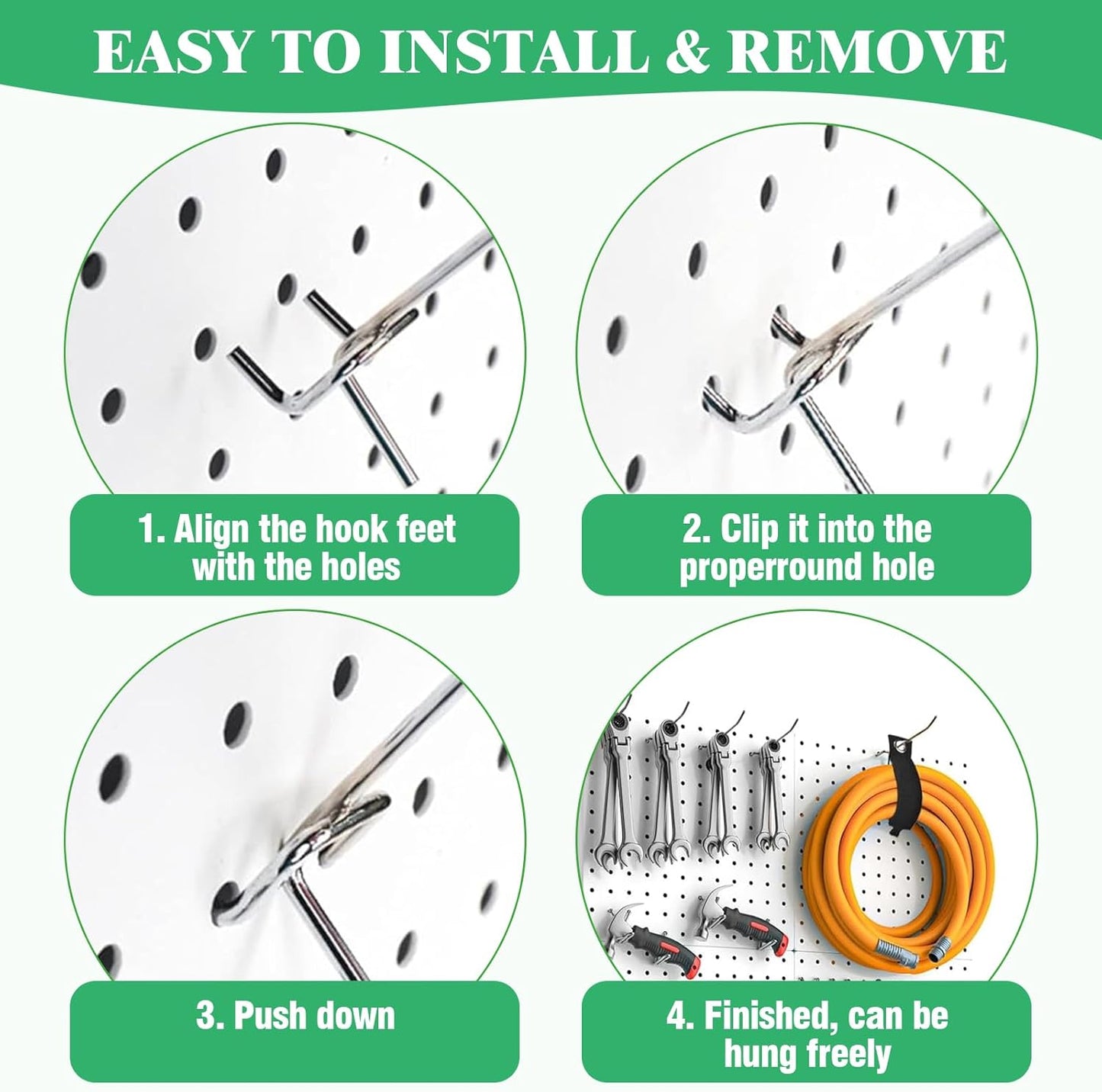 50Pcs 6"/15CM Pegboard Hooks Assortment Set, Metal Peg Board Hooks with 2.5mm Hole Pitch 4mm Wire Diameter Slatwall Hanging Hook for Garage Organization Wall Hanging (Silver)