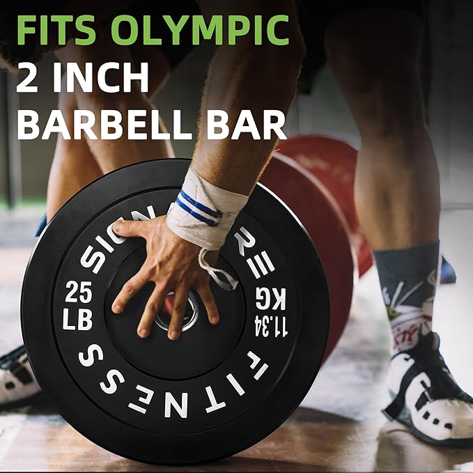 Olympic Bumper Plates Set, 2" Weight Plates for Strength Training & Weightlifting, Paris or Set or Set with Barbell, Multiple Options