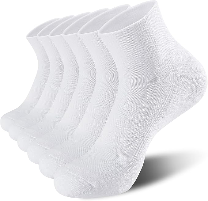 Lapulas 6 Pack Men's Ankle Socks with Cushion, Cotton Quarter Socks for Sport Training Running