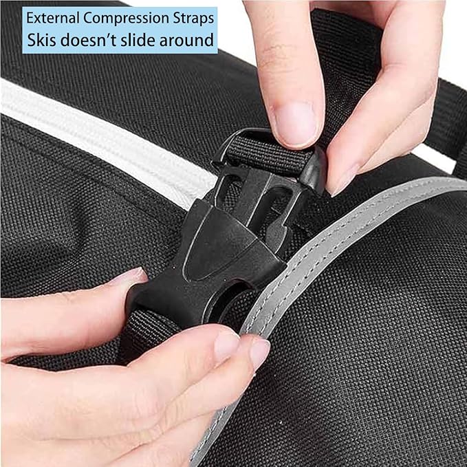 MOOCY Ski Bag for Air Travel, Unpadded Snow Bag Fits Skis Up to 200cm, Carrying Bag for Adults and Children