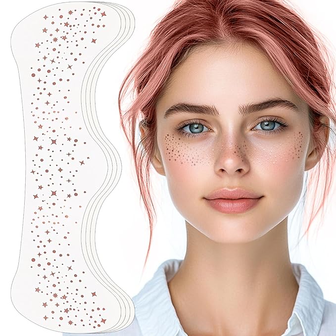Rose Gold Glitter Freckles Face Tattoo, Sparkle Face Glitter Speckles, 4pcs Makeup Patches